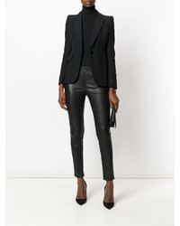 Черные кожаные узкие брюки от Alexander McQueen