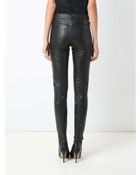 Черные кожаные узкие брюки от Lilly Sarti