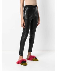 Черные кожаные узкие брюки от Ermanno Scervino