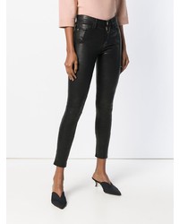 Черные кожаные узкие брюки от Frame Denim