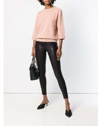 Черные кожаные узкие брюки от Frame Denim