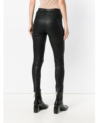 Черные кожаные узкие брюки от Gentry Portofino