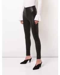 Черные кожаные узкие брюки от Veronica Beard