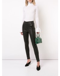 Черные кожаные узкие брюки от Veronica Beard