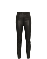 Черные кожаные узкие брюки от Sprwmn