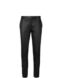 Черные кожаные узкие брюки от Styland