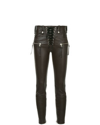 Черные кожаные узкие брюки от Unravel Project