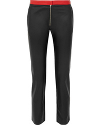 Черные кожаные узкие брюки от Victoria Beckham