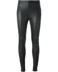 Черные кожаные узкие брюки от Y-3