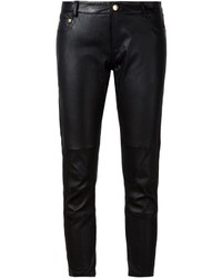 Черные кожаные узкие брюки