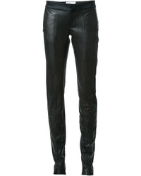 Черные кожаные узкие брюки