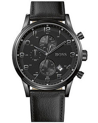 Черные кожаные часы