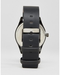 Мужские черные кожаные часы с принтом от Reclaimed Vintage