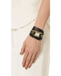 Женские черные кожаные часы с шипами от La Mer