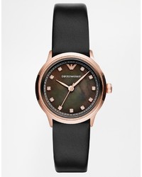Женские черные кожаные часы от Emporio Armani