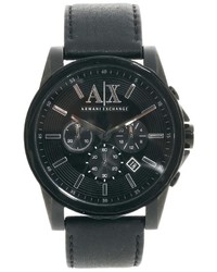 Мужские черные кожаные часы от Armani Exchange