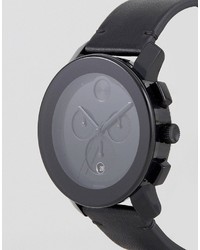 Мужские черные кожаные часы от Movado