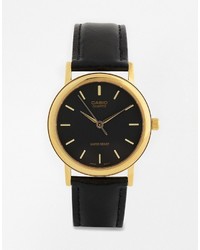 Мужские черные кожаные часы от CASIO