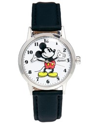 Женские черные кожаные часы от Disney