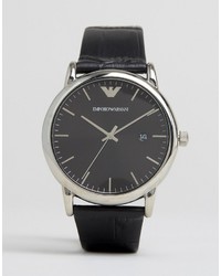 Мужские черные кожаные часы от Emporio Armani