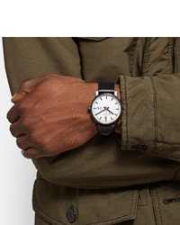 Мужские черные кожаные часы от Mondaine