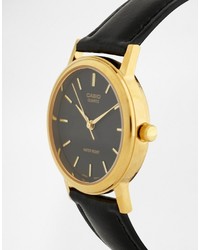 Мужские черные кожаные часы от CASIO