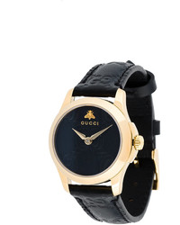 Женские черные кожаные часы от Gucci