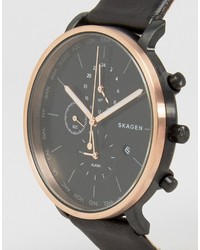 Мужские черные кожаные часы от Skagen