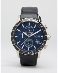 Мужские черные кожаные часы от Hugo Boss