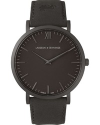 Женские черные кожаные часы от Larsson & Jennings