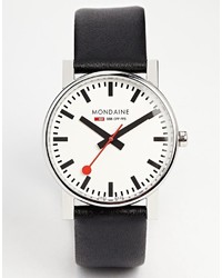 Мужские черные кожаные часы от Mondaine
