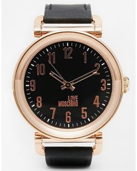 Женские черные кожаные часы от Moschino