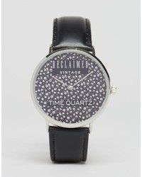 Мужские черные кожаные часы от Reclaimed Vintage
