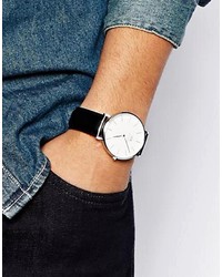Мужские черные кожаные часы от Daniel Wellington