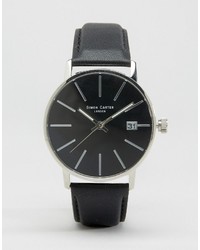 Мужские черные кожаные часы от Simon Carter