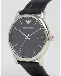 Мужские черные кожаные часы от Emporio Armani