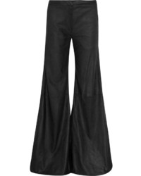 Черные кожаные широкие брюки