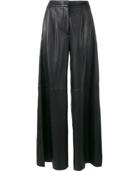 Черные кожаные широкие брюки от ADAM by Adam Lippes