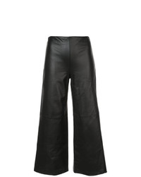 Черные кожаные широкие брюки от Adam Lippes