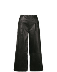 Черные кожаные широкие брюки от Chalayan