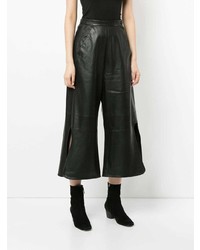 Черные кожаные широкие брюки от Ellery