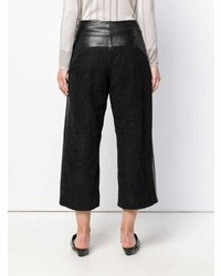 Черные кожаные широкие брюки от Nehera