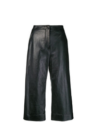 Черные кожаные широкие брюки от Nehera