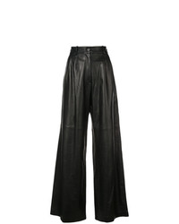 Черные кожаные широкие брюки от Nili Lotan