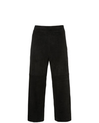 Черные кожаные широкие брюки от Sylvie Schimmel