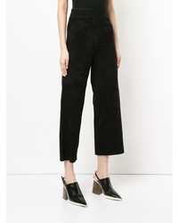 Черные кожаные широкие брюки от Sylvie Schimmel