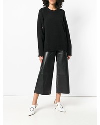 Черные кожаные широкие брюки от Federica Tosi
