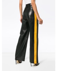 Черные кожаные широкие брюки от Skiim