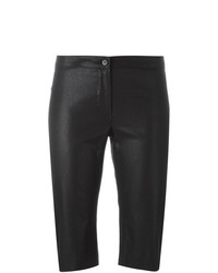 Женские черные кожаные шорты-бермуды от Romeo Gigli Vintage