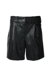 Женские черные кожаные шорты-бермуды от Saint Laurent